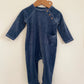 NTW mud pie velvet onesie 6-9M - blue (pre-loved)