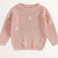 floral embroidered sweater - pink