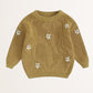 floral embroidered sweater - mustard