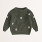 floral embroidered sweater - dark green