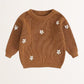 floral embroidered sweater - brown