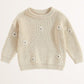 floral embroidered sweater - beige