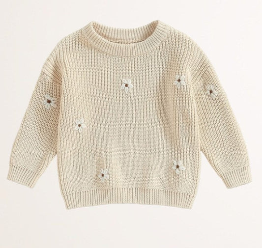 floral embroidered sweater - beige