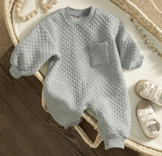 quilted onesie - gray