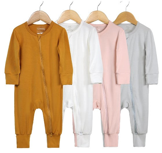 bamboo zip-up onesie - oat