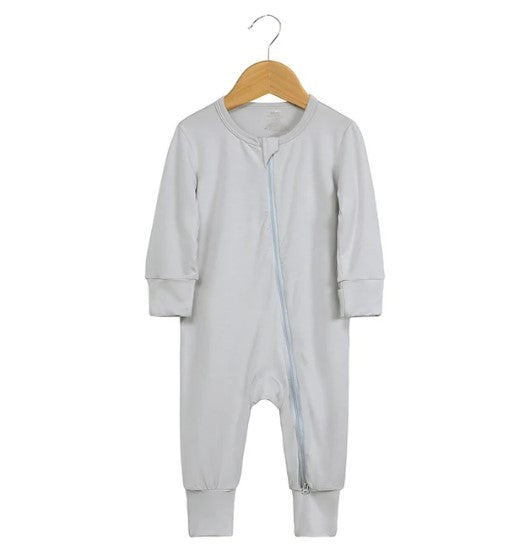 bamboo zip-up onesie - gray