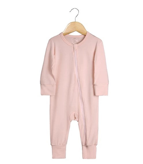 bamboo zip-up onesie - pink