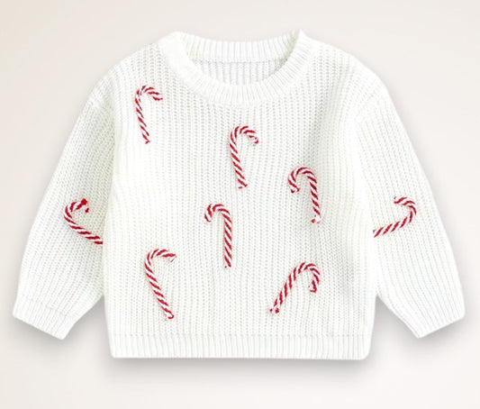 candy cane sweater - white