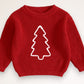 holiday tree sweater - red