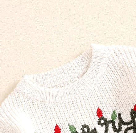 merry and bright sweater - white