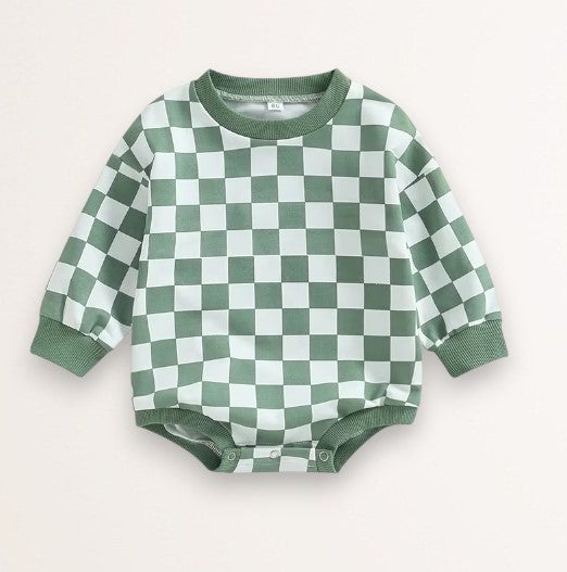 checkered onesie - green