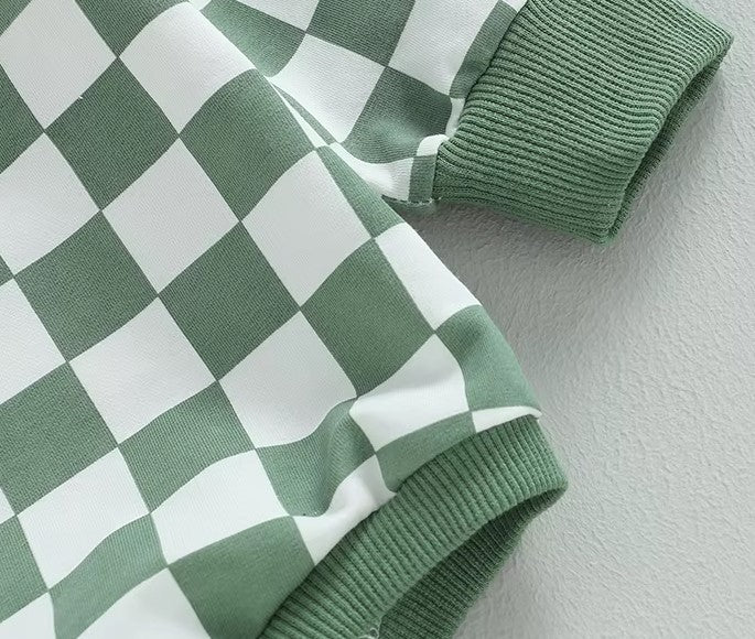 checkered onesie - green