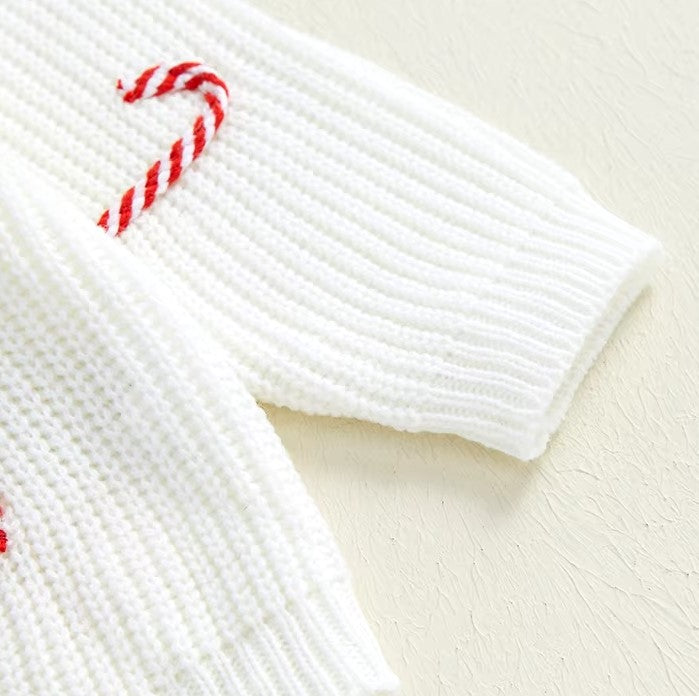 candy cane sweater - white