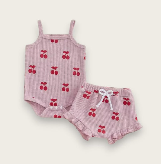 cherry onesie tank and shorts set