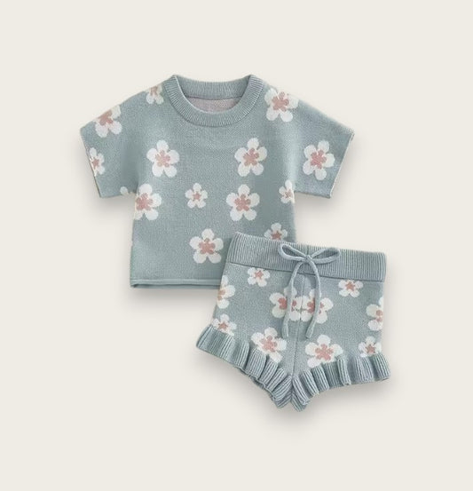 retro floral set - blue