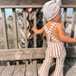 stripe flare jumpsuit - beige