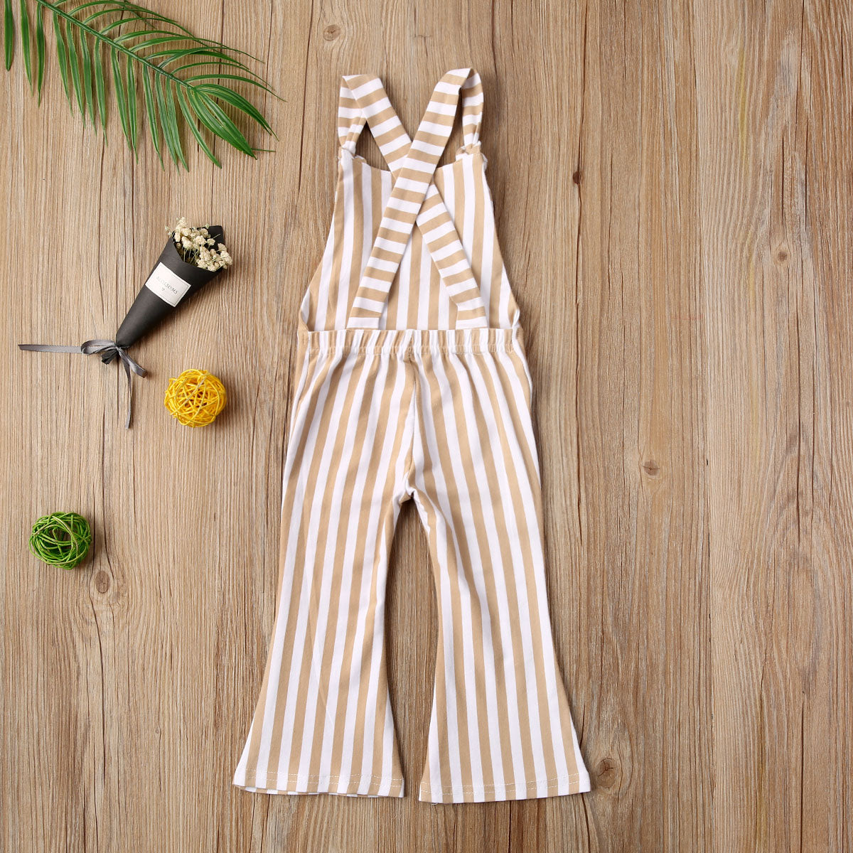 stripe flare jumpsuit - beige