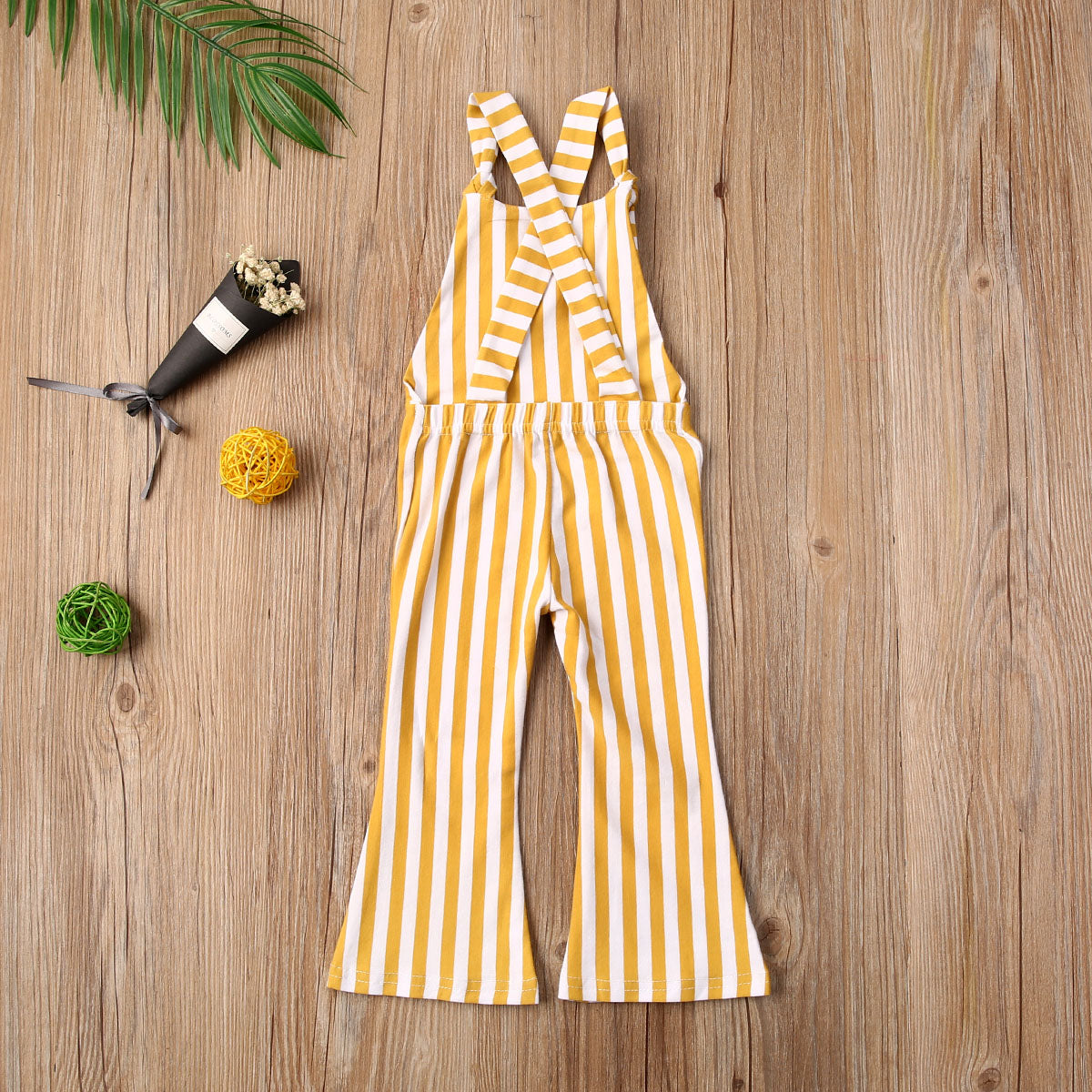 stripe flare jumpsuit - yellow