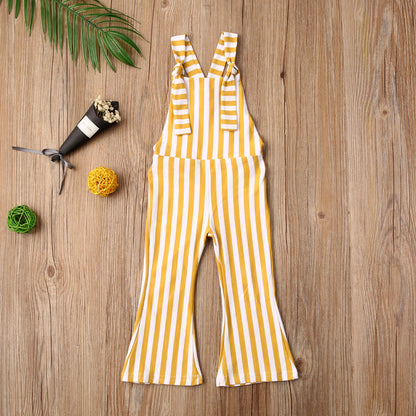 stripe flare jumpsuit - yellow