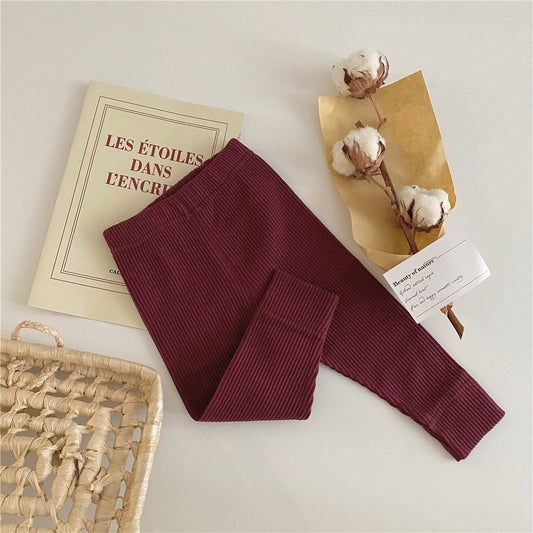 ribbed leggings - maroon