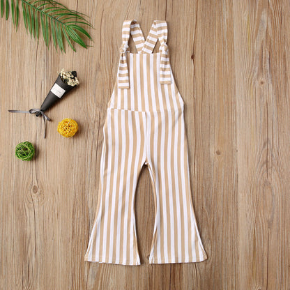 stripe flare jumpsuit - beige