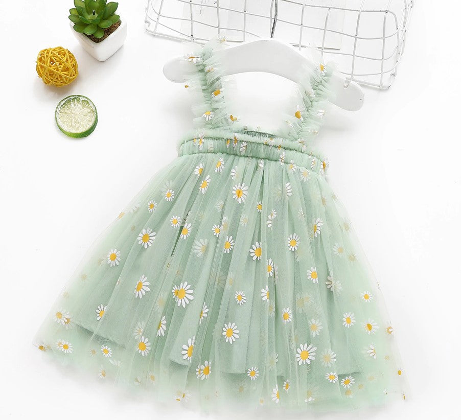 daisy floral dress - mint green