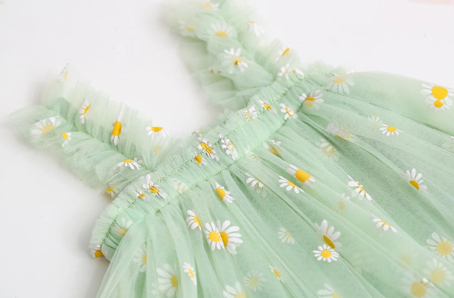 daisy floral dress - mint green