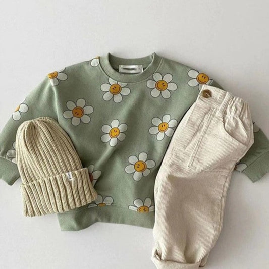 daisy sweatshirt - green