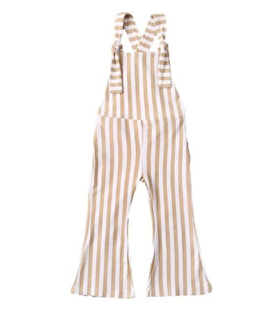 stripe flare jumpsuit - beige