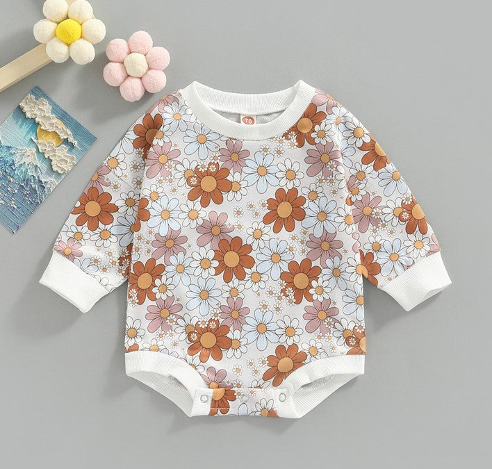 retro flowers onesie