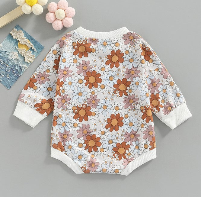 retro flowers onesie