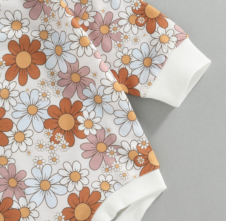 retro flowers onesie