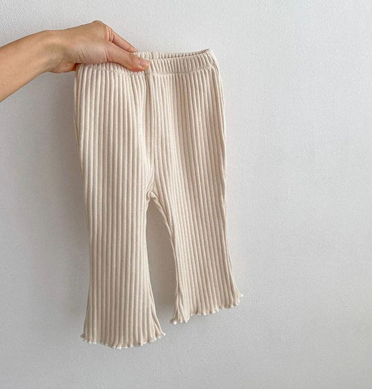 ribbed flare bottoms - beige