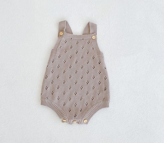 diamond knit onesie - taupe