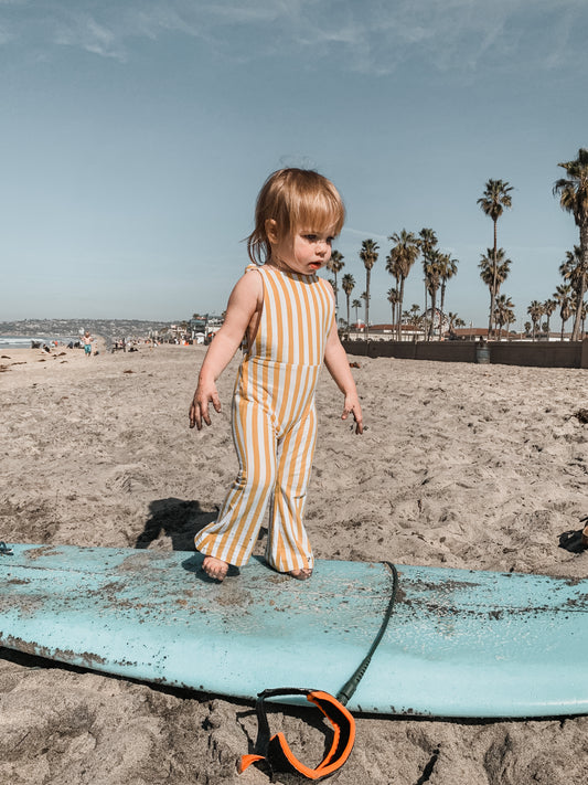 stripe flare jumpsuit - yellow